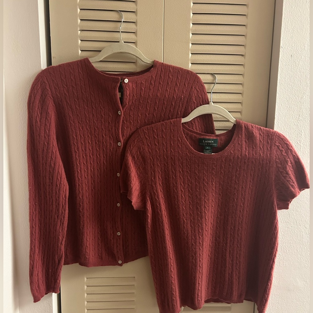 Lauren Ralph Lauren Deep Pink Knit Sweater Set